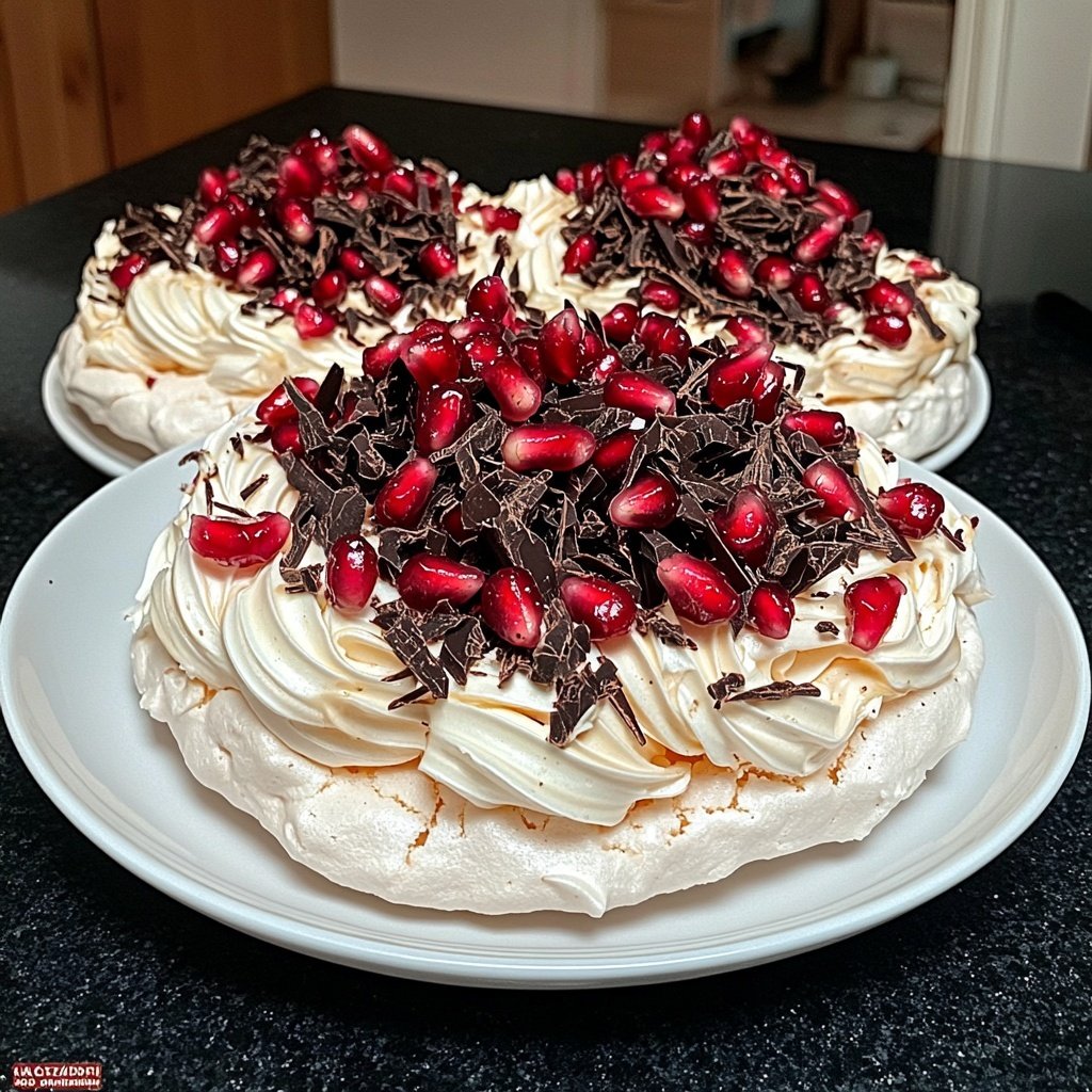 Vegan Pavlovas with Pomegranates and Chocolate