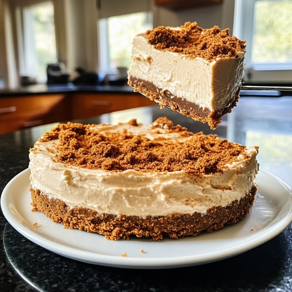 No-Bake Speculoos Cheesecake with Cookie Crust