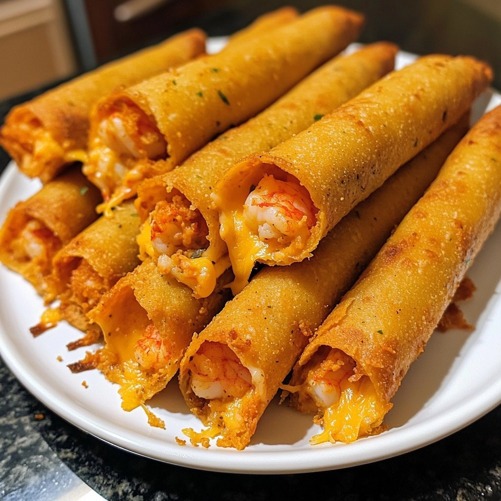 Crispy Crab And Shrimp Queso Taquitos