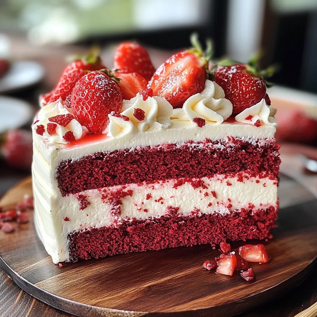 Juicy Red Velvet Strawberry Cake