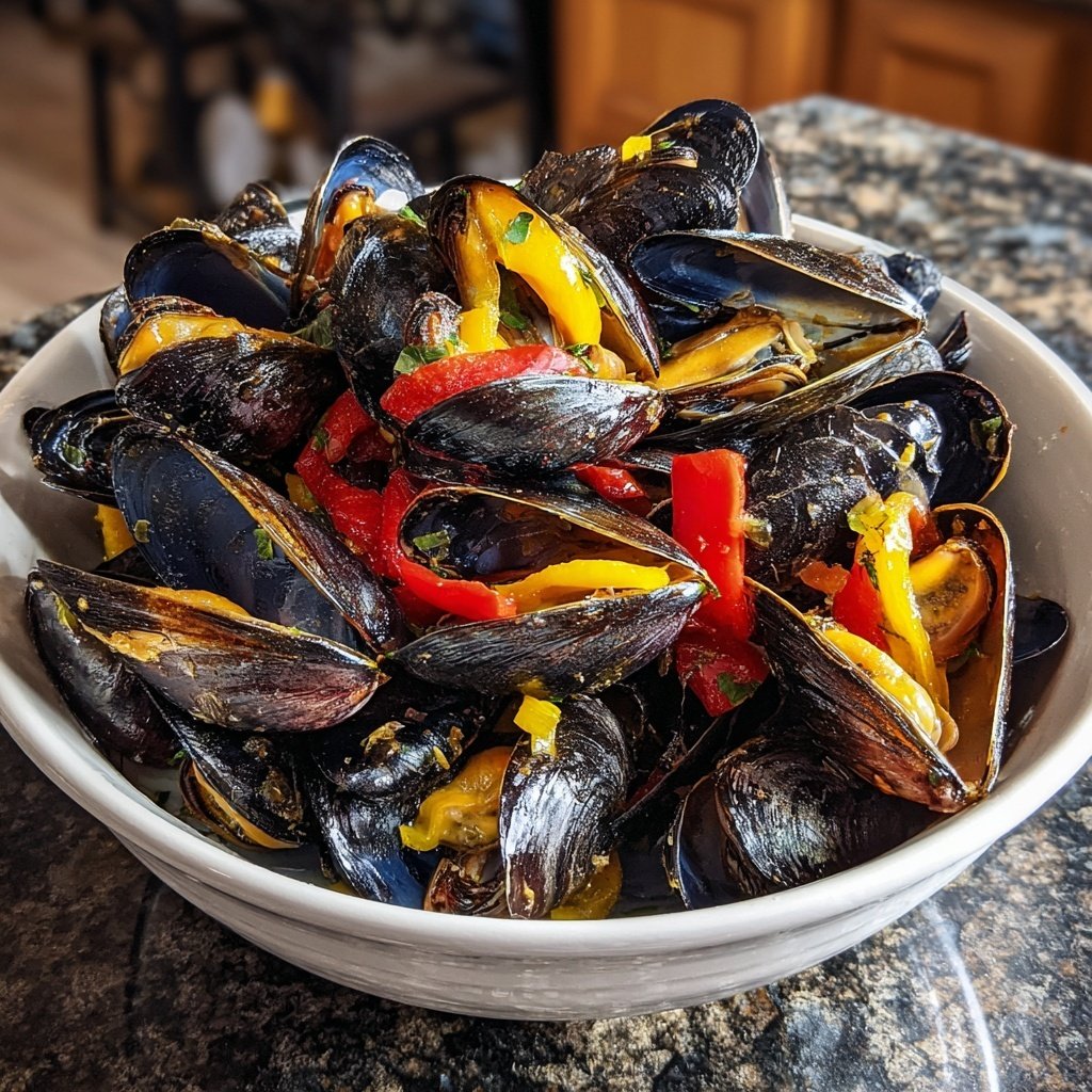 Steamed Mussels with Peppers