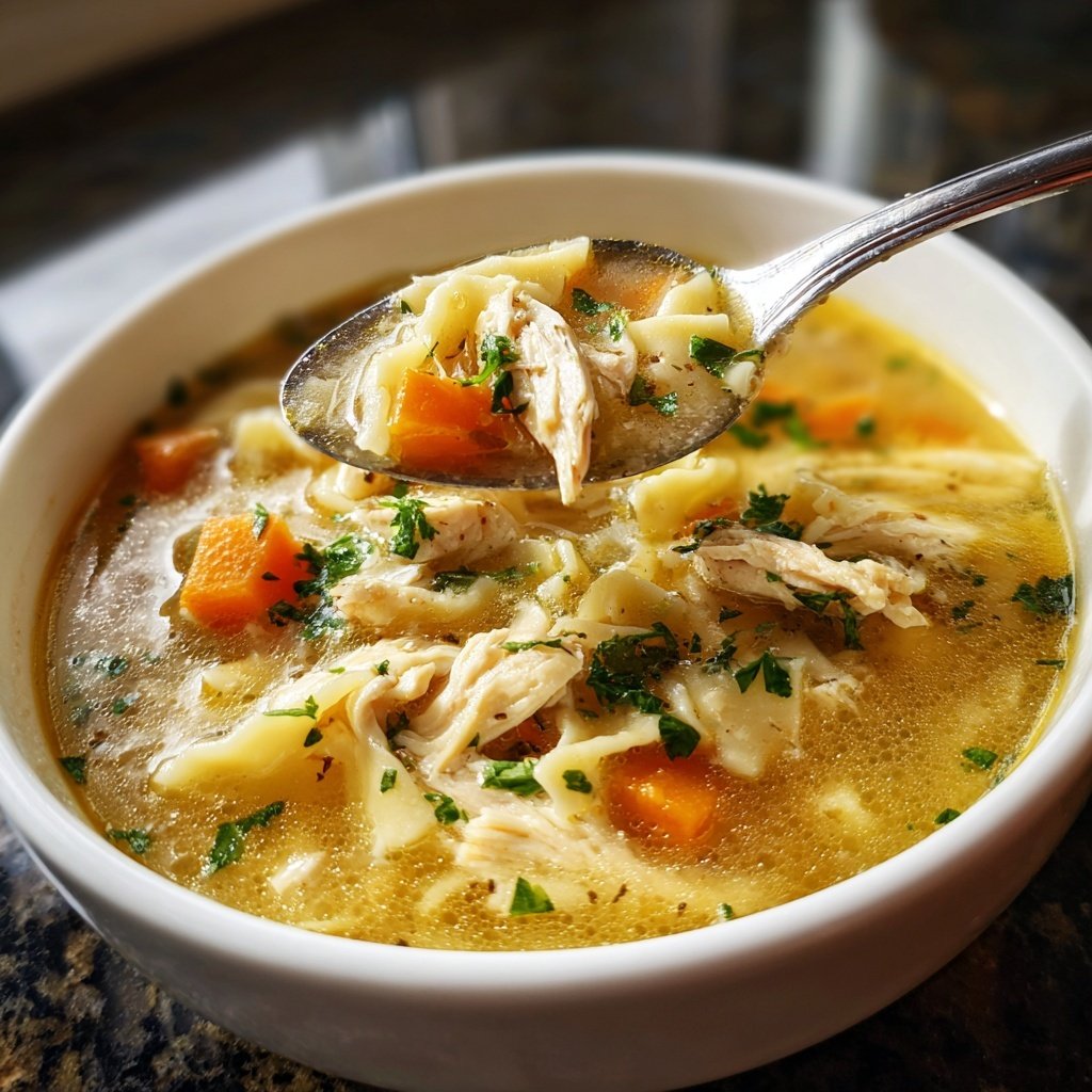 Classic Chicken and Egg Noodles Soup