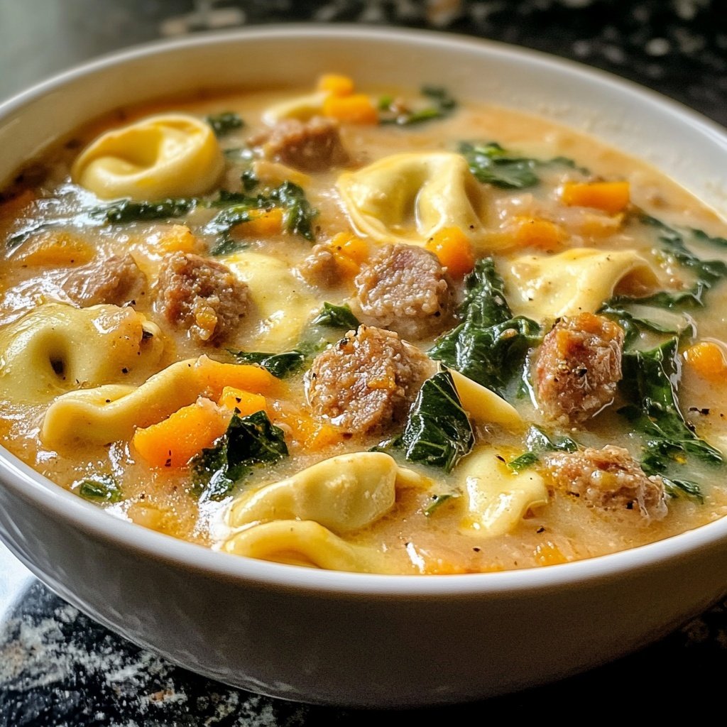 Butternut Sausage Tortellini Soup