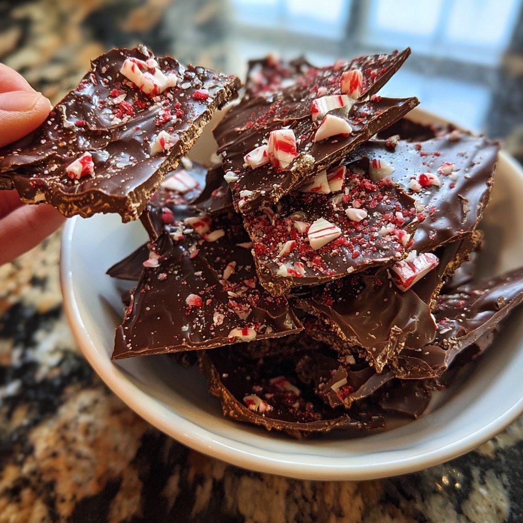 Dark Chocolate Peppermint Bark Brittle